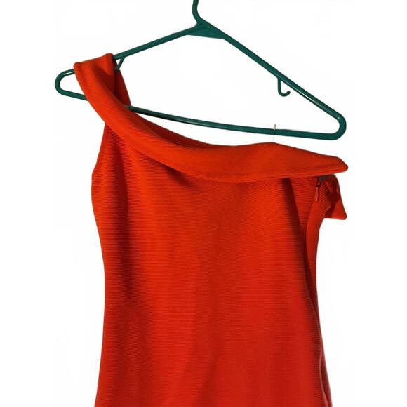 NBD Red Ribbed One Shoulder BodyCon Dress Size XS Special Occasion - Picture 2 of 9